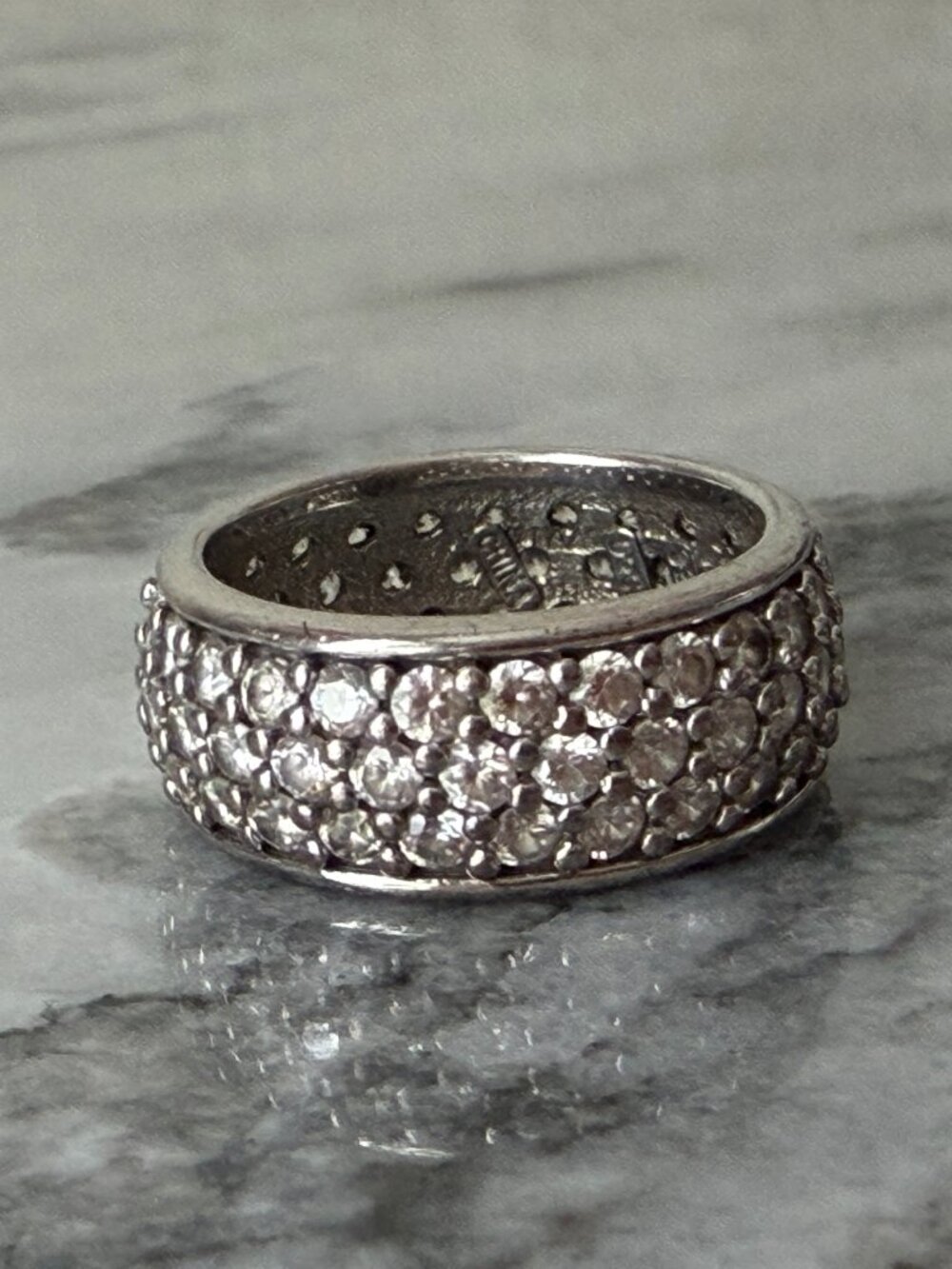 Vintage Diamonique Sterling Silver 925 Pave CZ Eternity Band - Size 5